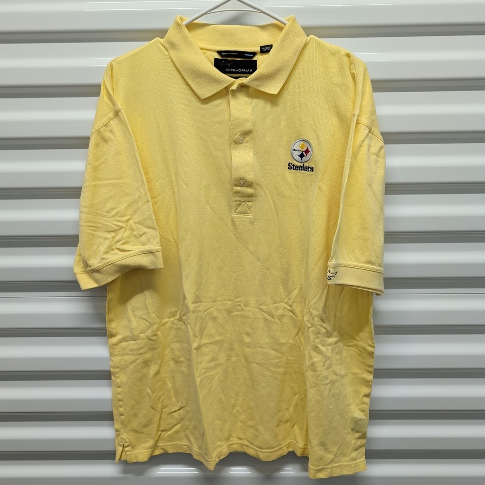 Greg Norman Pittsburgh Steelers Polo Size L Mens Yellow Mercerized Cotton Shirt — photo 2